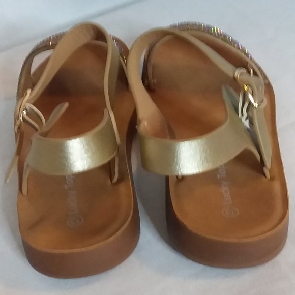 Lucky Top Shoes | Lucky Top Girls Sz 3 Sandals Gold Sparkle Strap | Poshmark